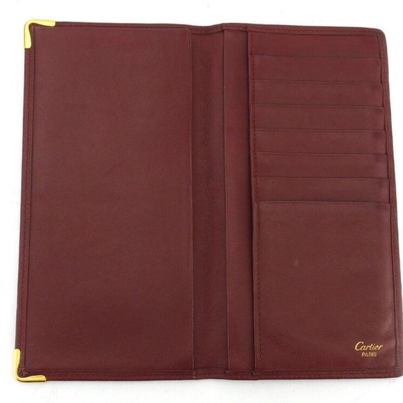 Cartier length wallet mast line Bordeaux leather Authentic used - Picture 4 of 10
